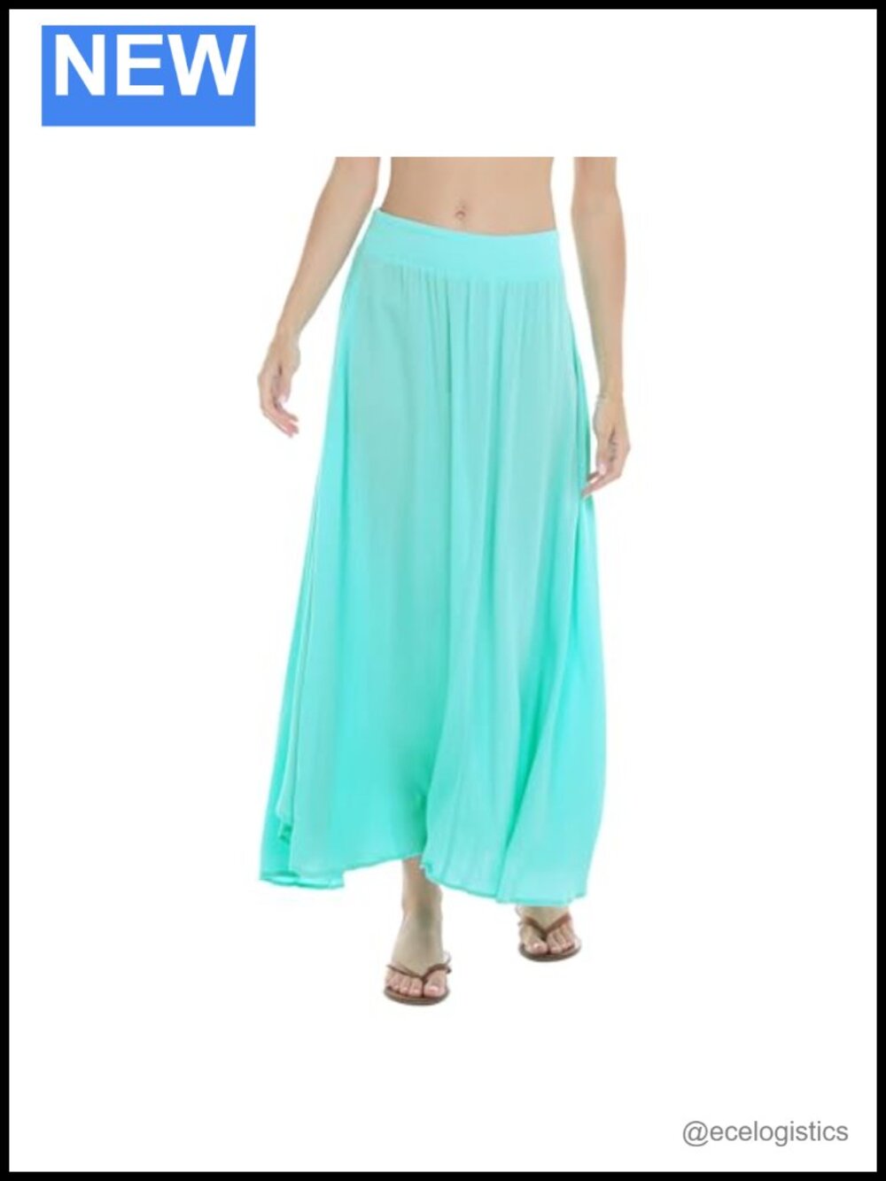 Wrinkled Woven Rayon Swim Cover Up Skirt Ankle Length Beach Coverup